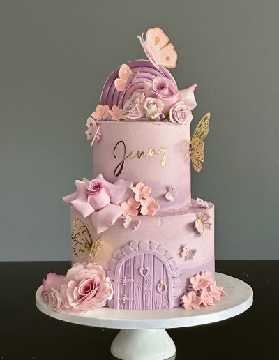 gateau fee mauve et rose